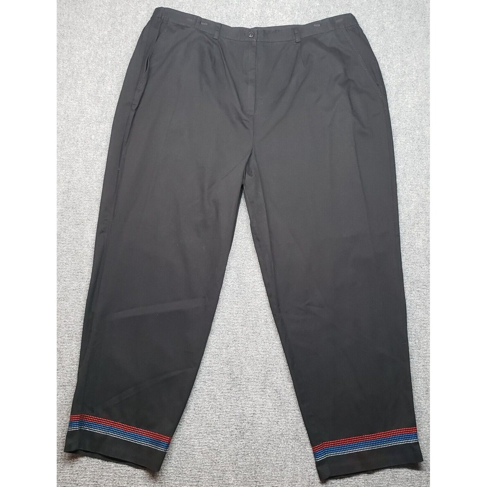 August Max Pants Womens 24W Black Solid Cotton Button Zip High Rise New